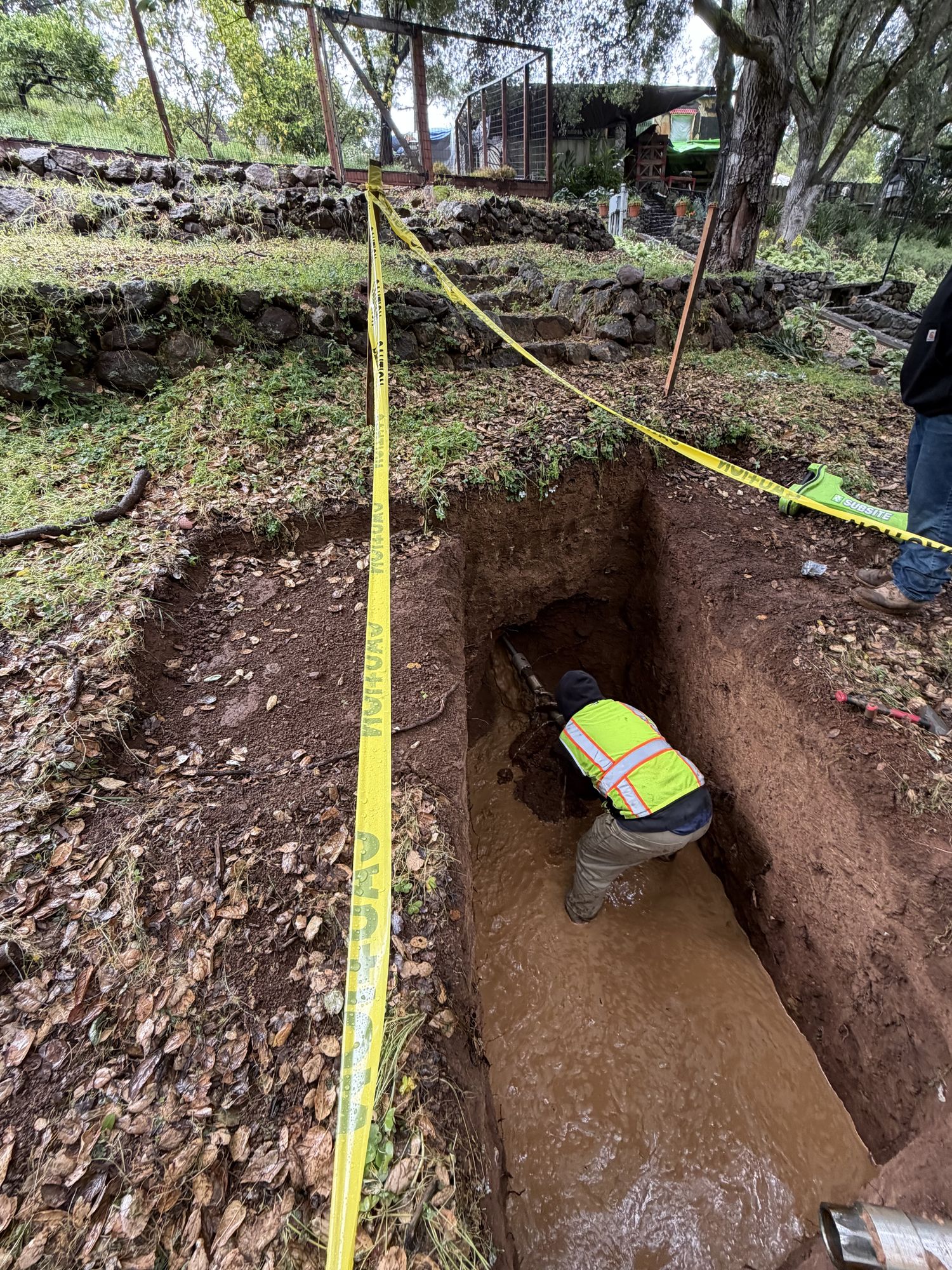 Crew member in the exit pit as the bore daylights