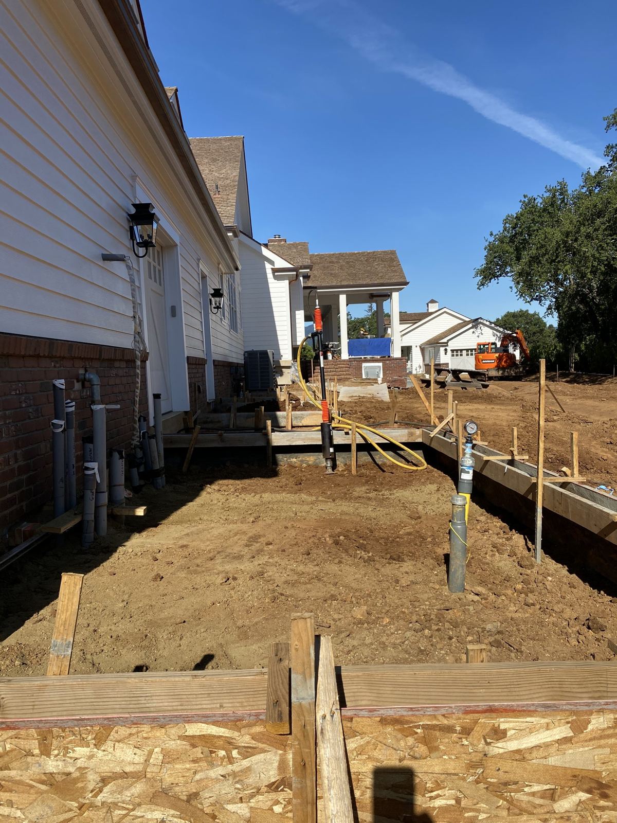 Concrete forms set at a residential job